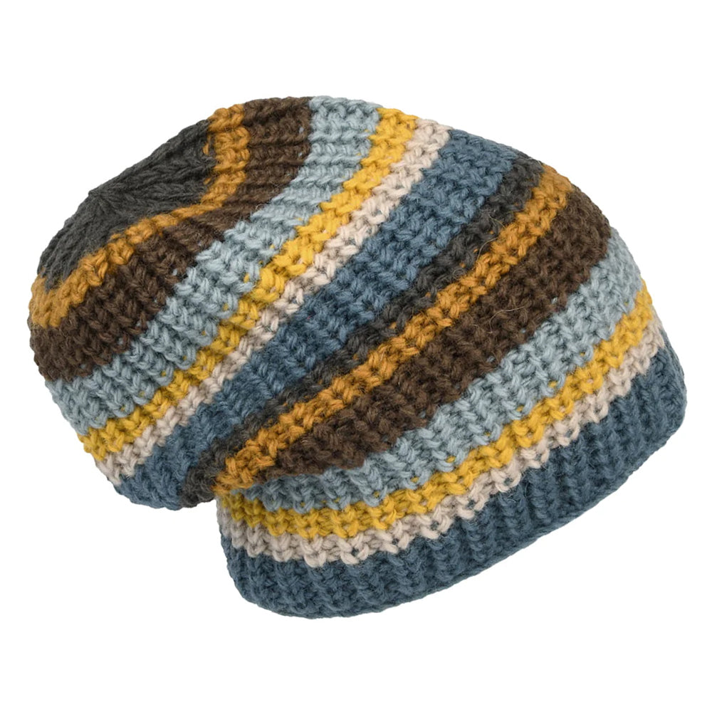 Kusan Cardi Floppy Beanie Hat - Brown-Light Blue