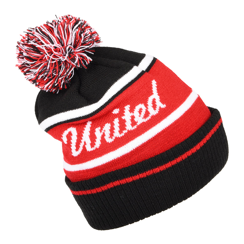 New Era Manchester United Cuff Knit Bobble Hat - Wordmark - Black-Scarlet