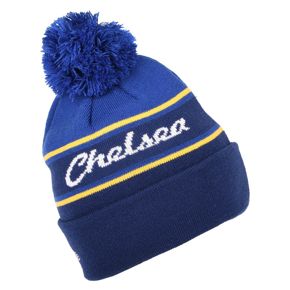 New Era Chelsea FC Cuff Knit Bobble Hat - Wordmark - Navy-Blue