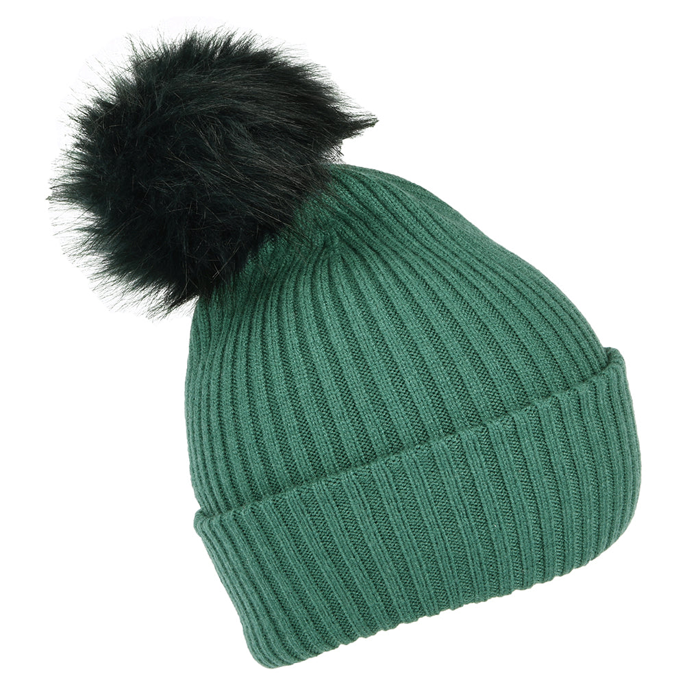 Barts Hats Kenzie Bobble Hat with Faux Fur Pom - Forest