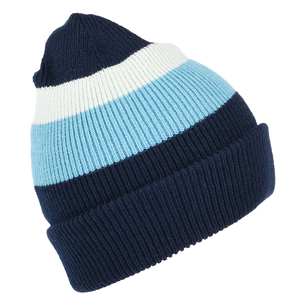 Barts Hats Cowie Striped Cuff Knit Beanie Hat - Blue