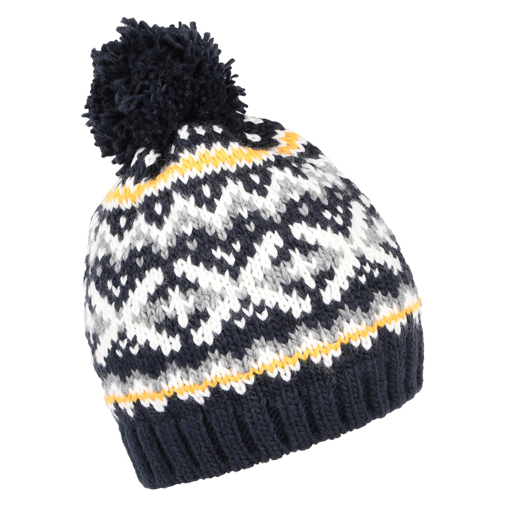 Barts Hats Pazo Fair Isle Bobble Hat - Navy Blue