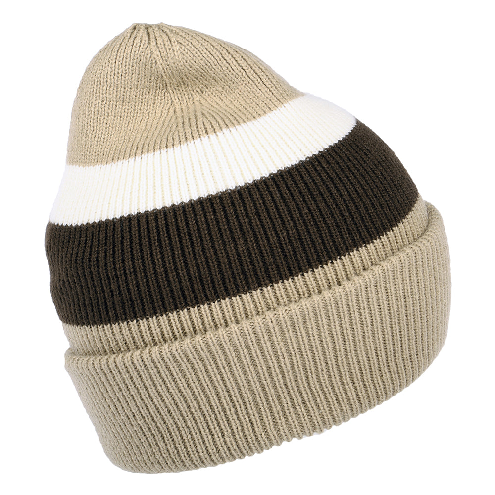 Barts Hats Cowie Striped Cuff Knit Beanie Hat - Taupe-Brown