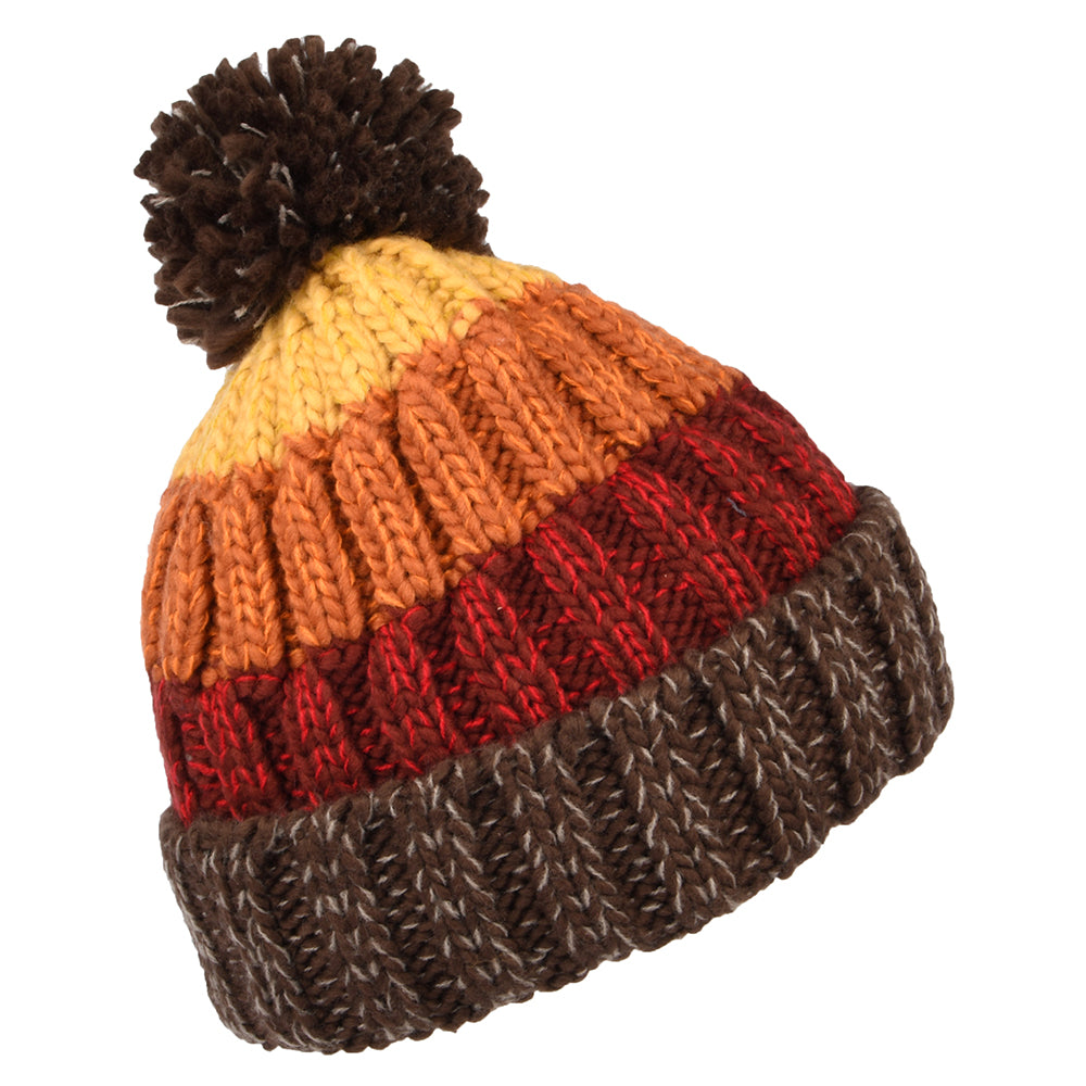 Barts Hats Wilhelm Bobble Hat - Brown-Red-Yellow