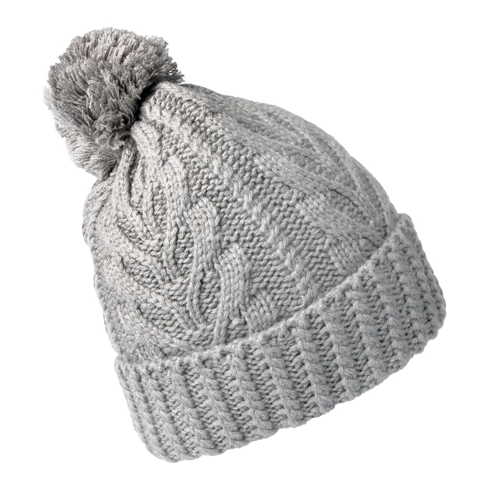 Timberland Hats Cable Knit Premium Bobble Hat - Light Grey