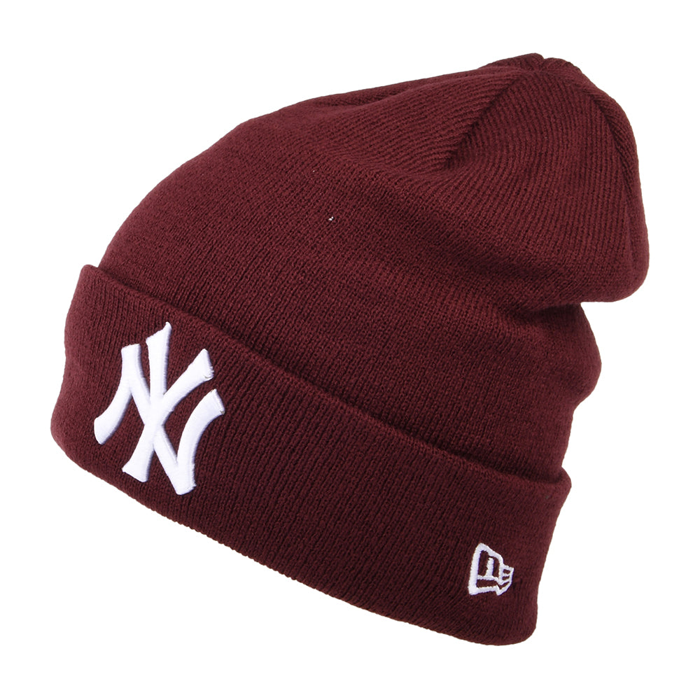 New Era New York Yankees Cuff Beanie Hat - MLB League Essential - Maroon-White