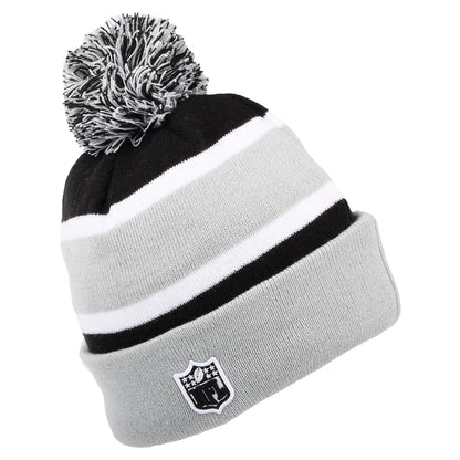 New Era Las Vegas Raiders Cuff Bobble Hat - NFL Striped - Grey-Black