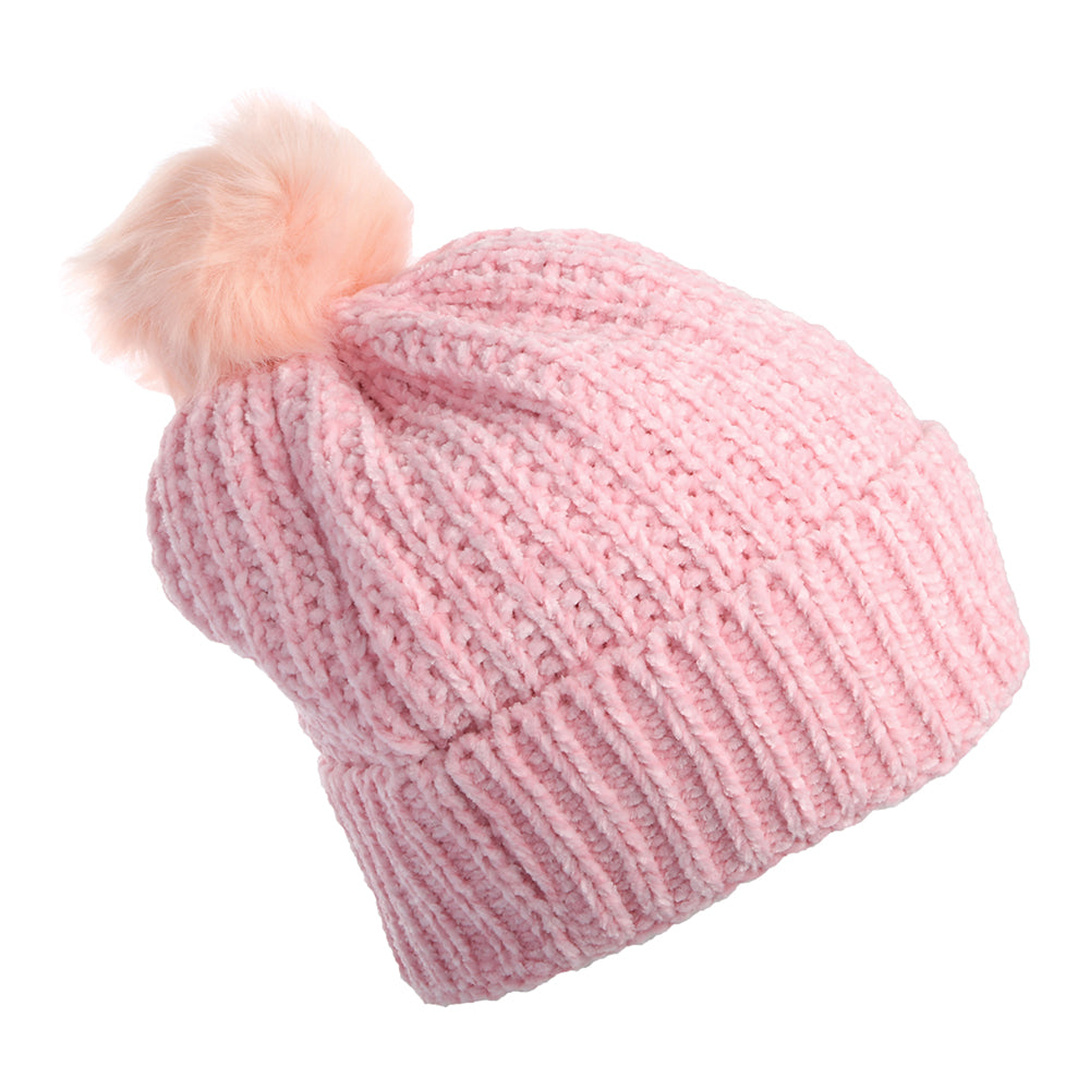 New Era Womens New York Yankees Chenille Bobble Hat - MLB Winterized - Light Pink