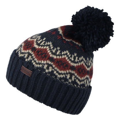 Barbour Hats Case Fair Isle Bobble Hat - Navy-Burgundy