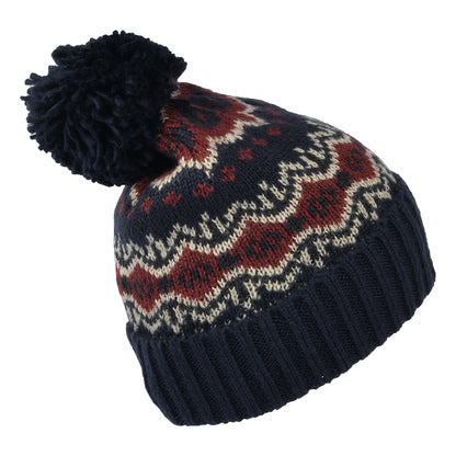 Barbour Hats Case Fair Isle Bobble Hat - Navy-Burgundy