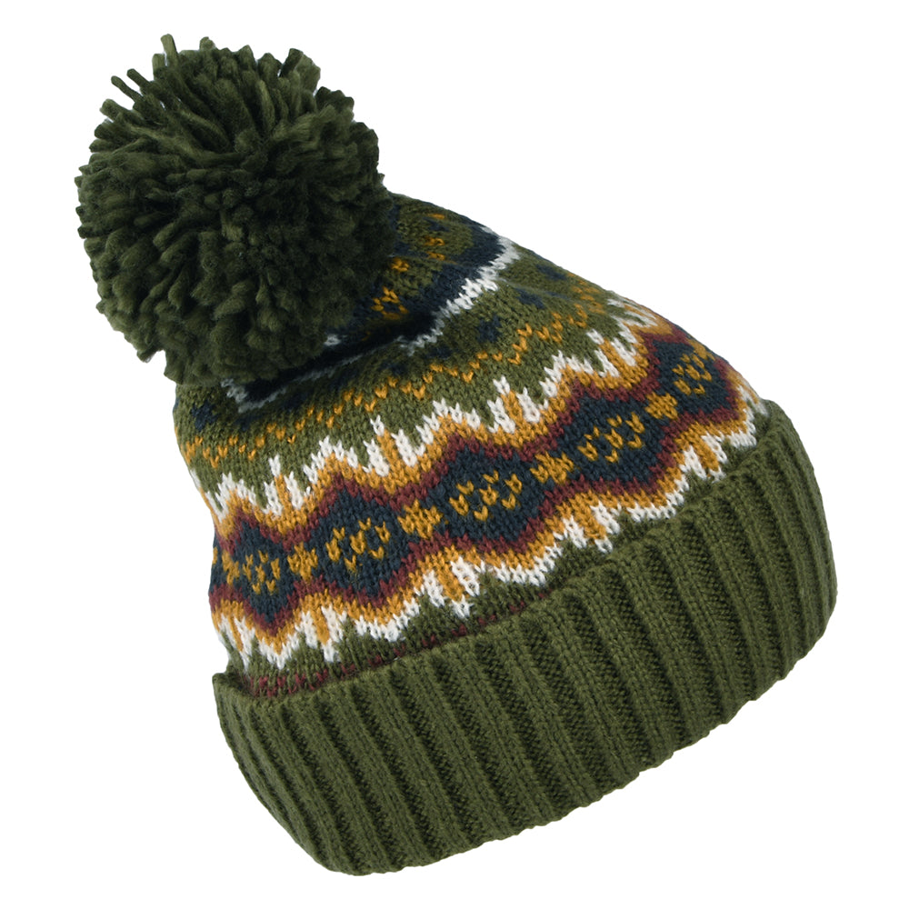 Barbour Hats Case Fair Isle Bobble Hat - Olive