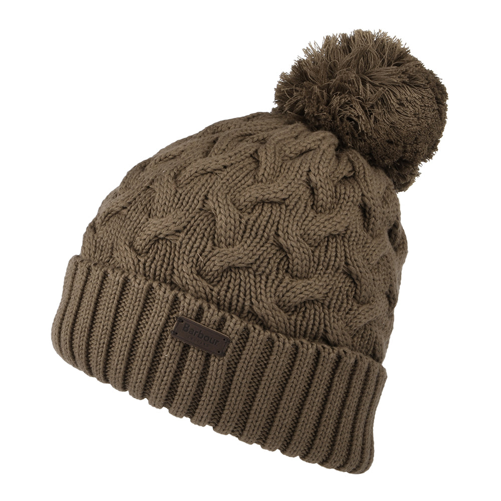 Barbour Hats Gainford Cable Knit Bobble Hat - Fossil – Village Hats