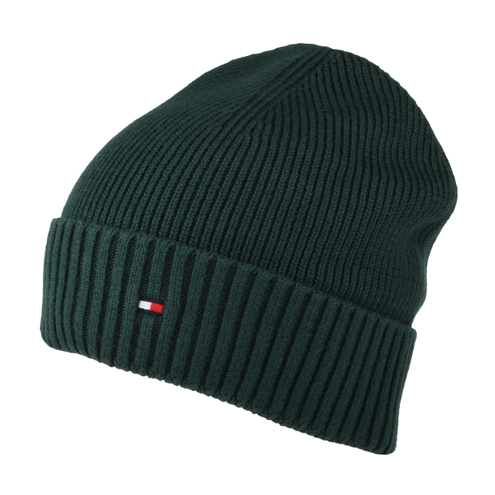 Tommy Hilfiger Hats Pima Essential Flag Cotton Cashmere Beanie Hat - Forest