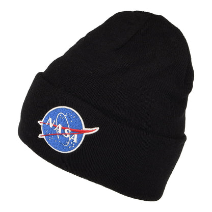 NASA Cuffed Knit Beanie Hat - Black