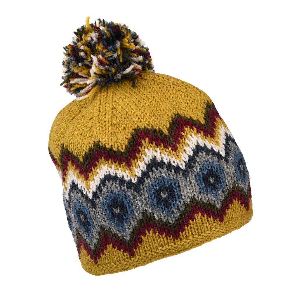 Kusan Short Bobble Hat - Yellow-Grey-Multi