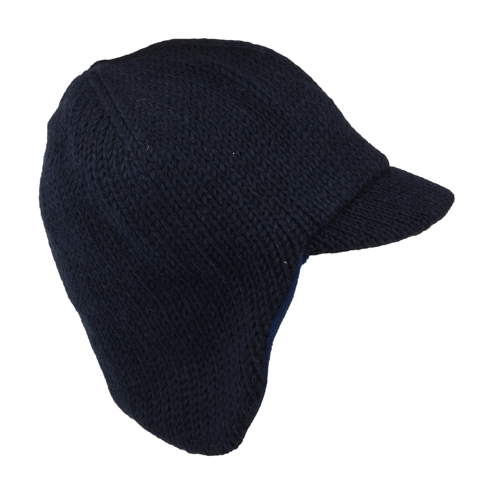 Kusan Ear Warmer Peaked Beanie Hat - Navy Blue