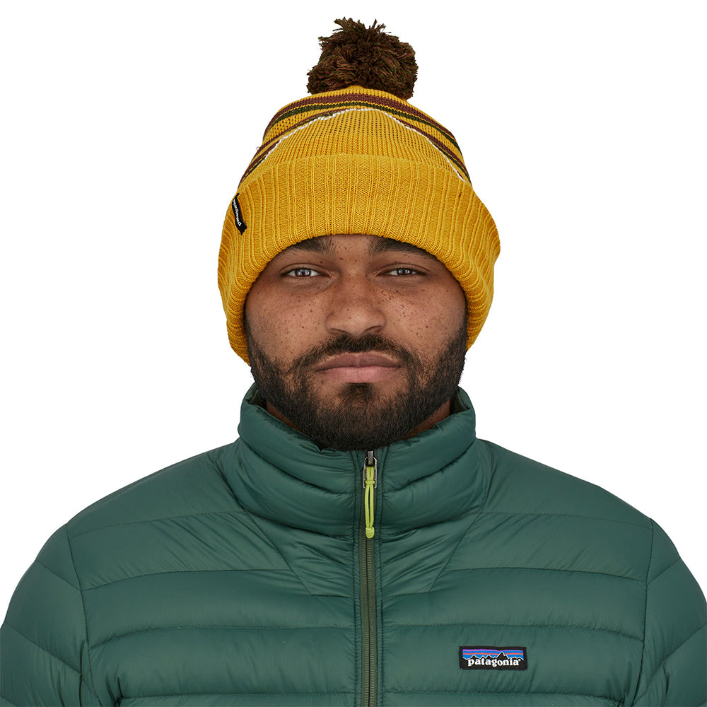 Patagonia Hats Fitz Roy Stripe Powder Town Bobble Hat - Mustard