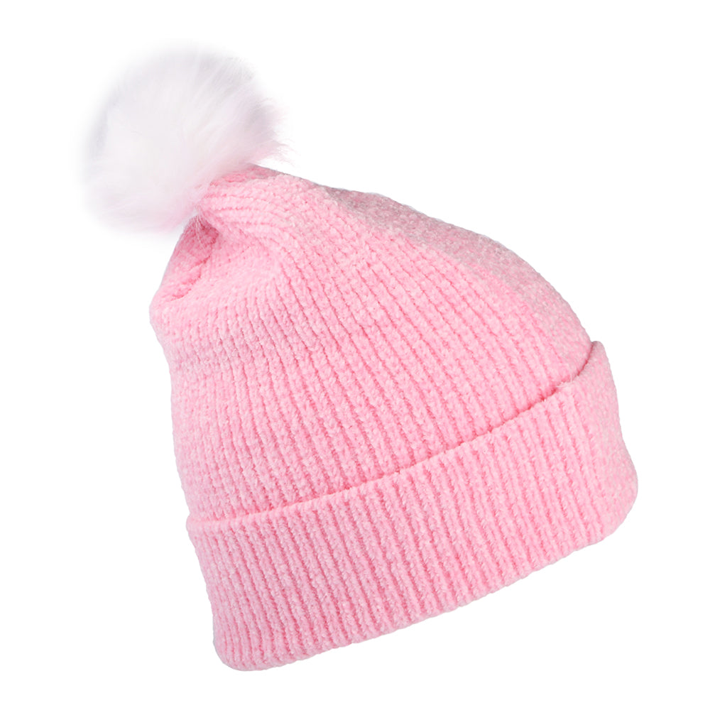 New Era Womens New York Yankees Faux Fur Pom Bobble Hat - MLB Chenille Bobble - Pink