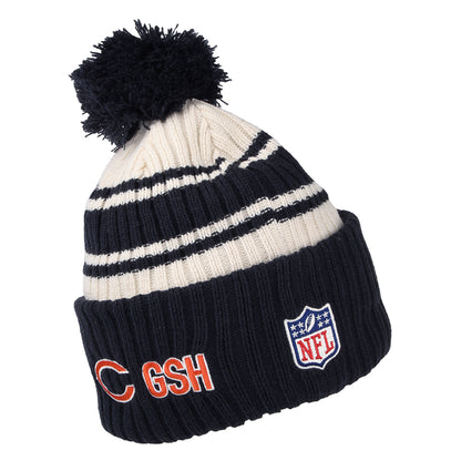 New Era Chicago Bears Bobble Hat - NFL Sideline Sport Knit - Navy-White