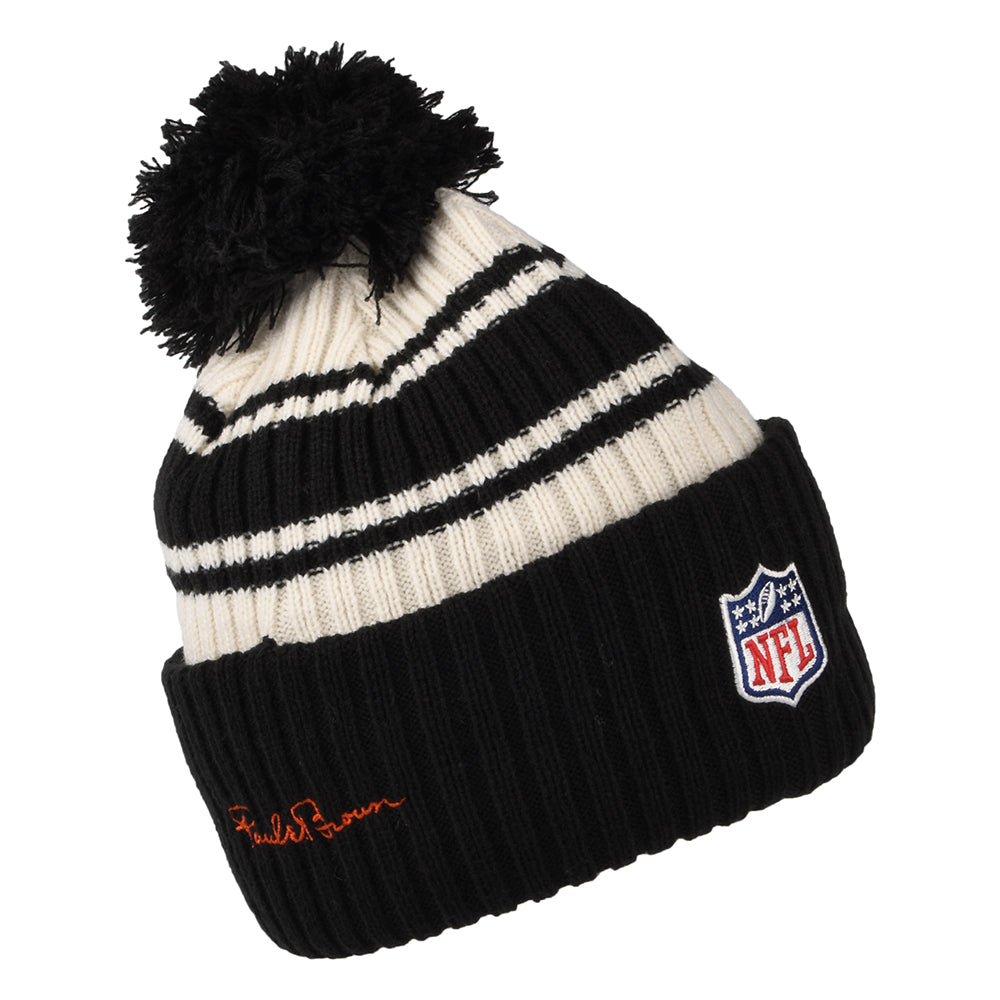 New Era Cincinnati Bengals Bobble Hat - NFL Sideline Sport Knit - Black-White