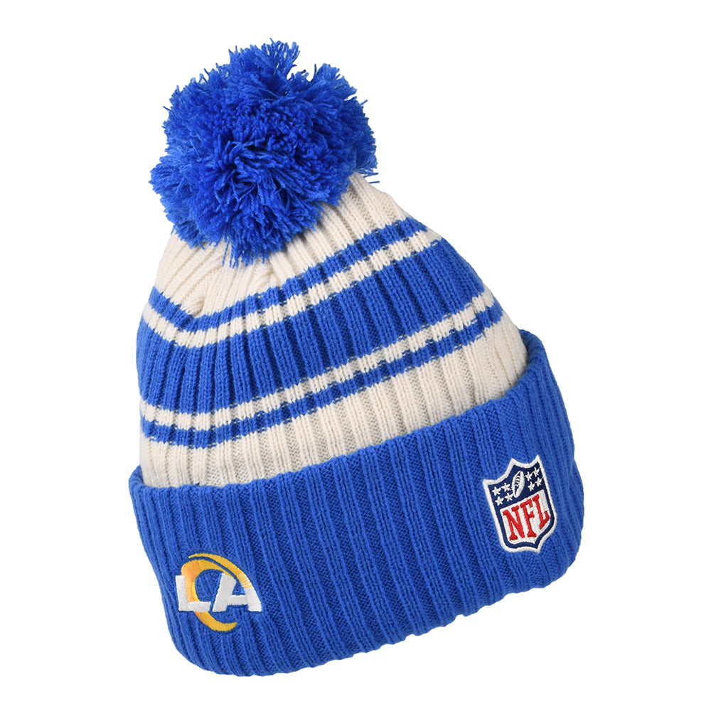 New Era Los Angeles Rams Bobble Hat - NFL Sideline Sport Knit - Royal Blue-White