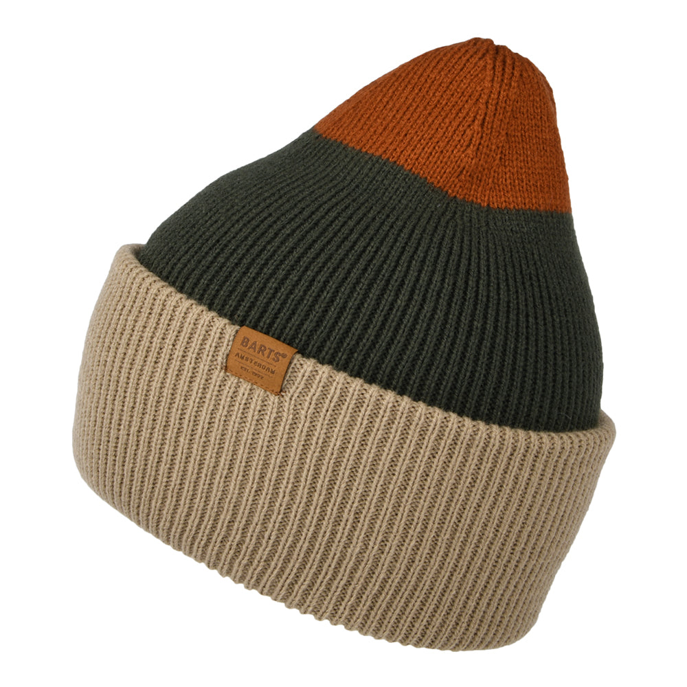 Barts Hats Semmoe Cuffed Beanie Hat - Taupe-Olive-Red