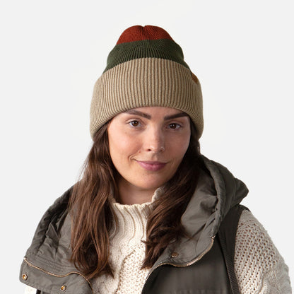 Barts Hats Semmoe Cuffed Beanie Hat - Taupe-Olive-Red