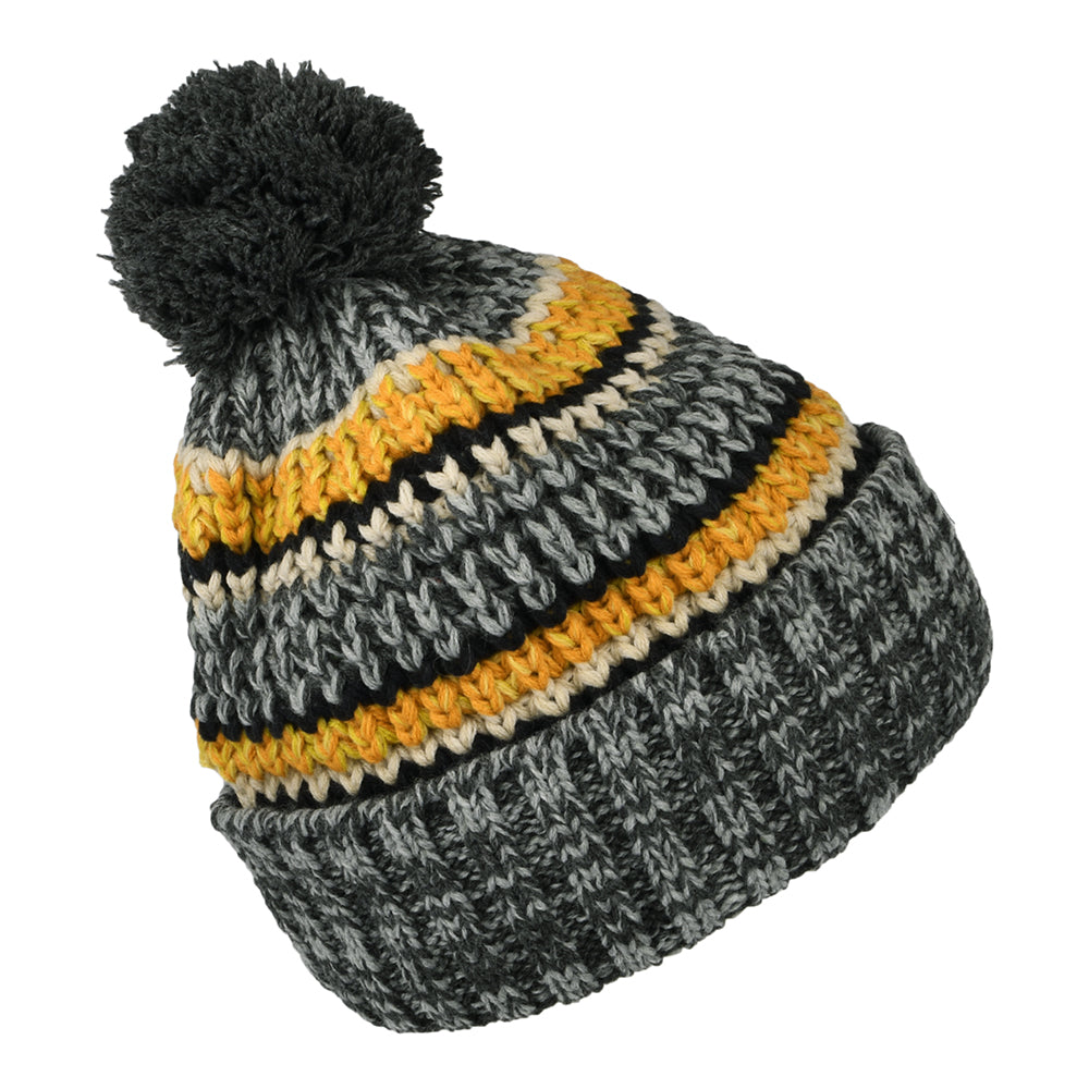 Barts Hats Goser Striped Recycled Bobble Hat - Dark Grey Heather