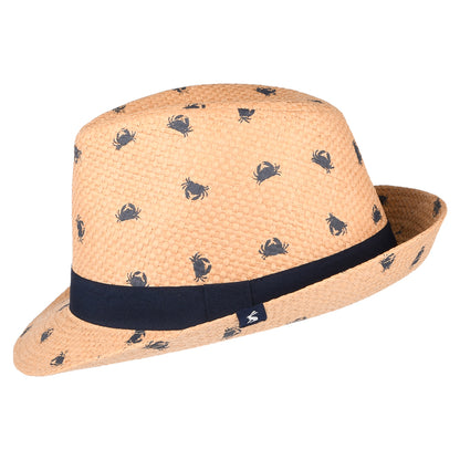 Joules Hats Kids Printed Crabs Straw Trilby Hat - Natural