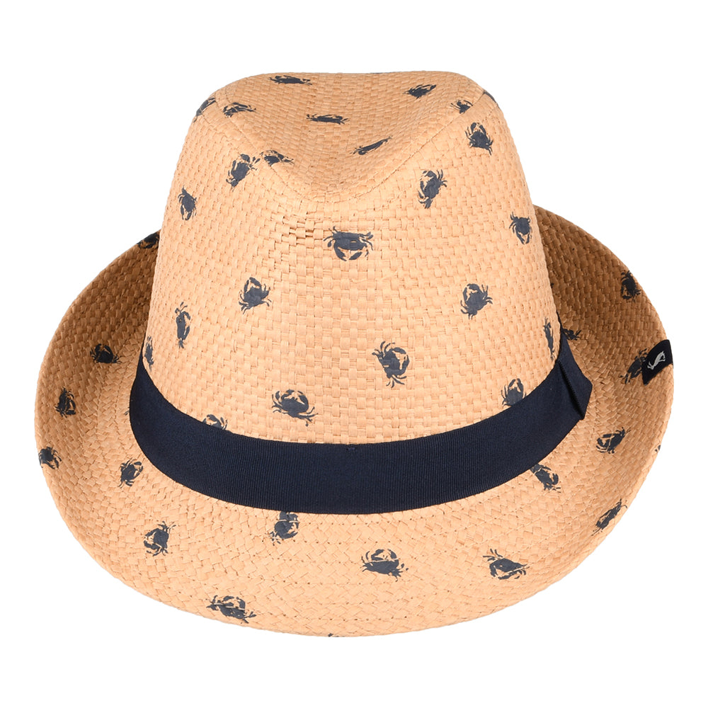 Joules Hats Kids Printed Crabs Straw Trilby Hat - Natural