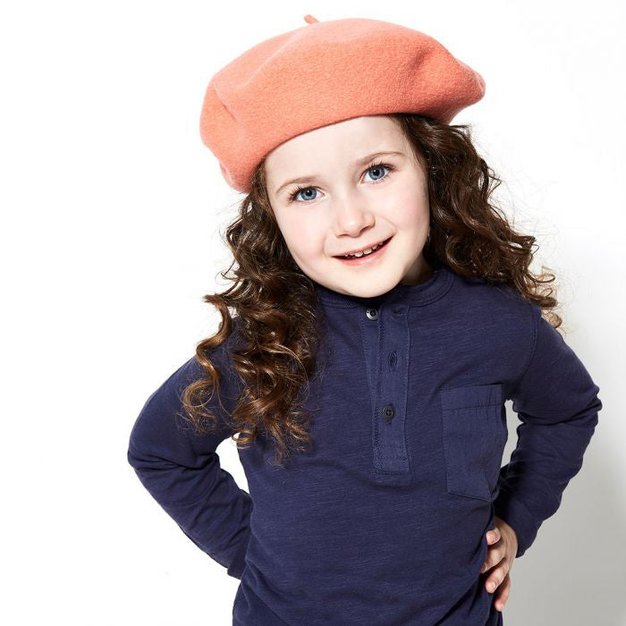 Héritage par Laulhère Kids Petit Basque Merino Wool Beret - Coral