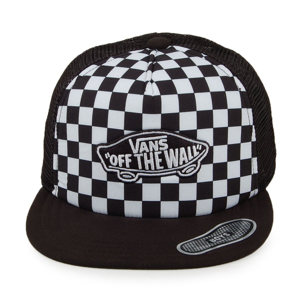 Vans Kids Checkerboard Classic Patch Trucker Cap - Black-White