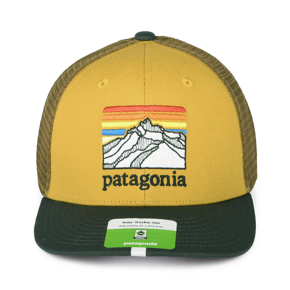 Patagonia Hats Kids Line Logo Ridge Organic Cotton Trucker Cap - Wheat