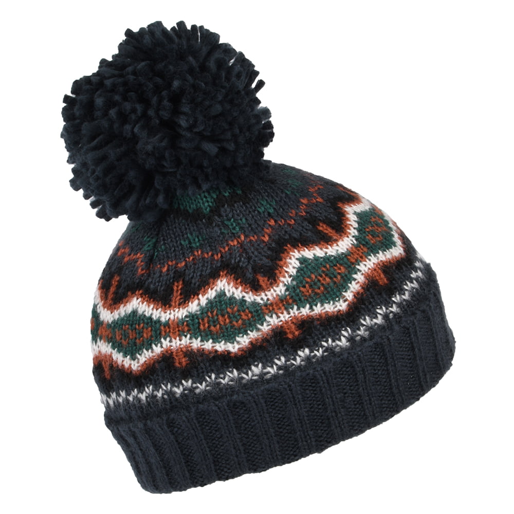 Barbour Hats Kids Case Fair Isle Bobble Hat - Navy Blue