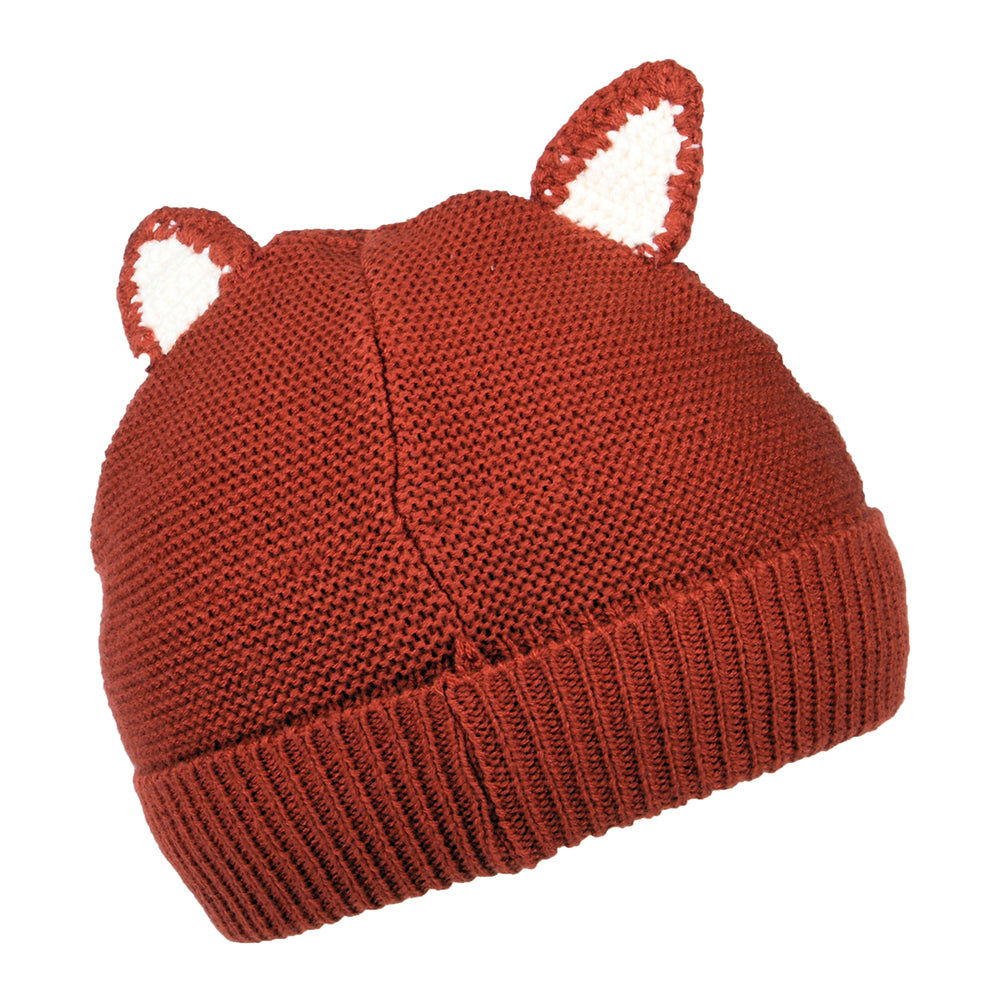 Joules Hats Kids Fox Face Beanie Hat - Red-Cream