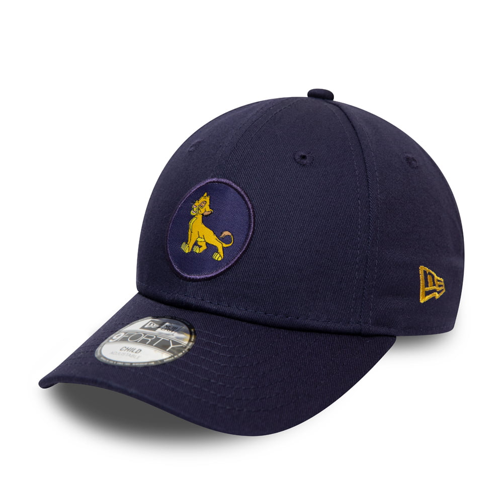 New Era Kids 9FORTY Simba Baseball Cap - Disney Lion King Character Logo - Navy Blue