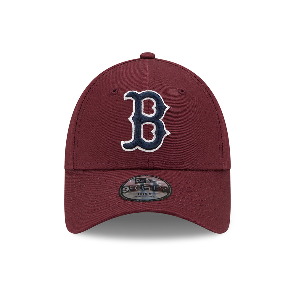 New Era Kids 9FORTY Boston Red Sox Baseball Cap - MLB League Essential - Maroon-Navy