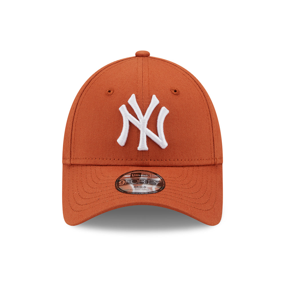 New Era Kids 9FORTY New York Yankees Baseball Cap - League Essential - Burnt Orange-White