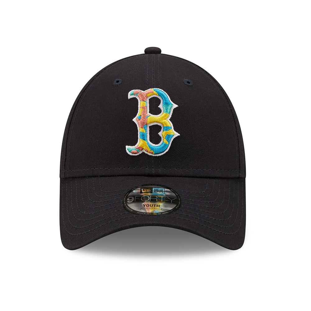 New Era Kids 9FORTY Boston Red Sox Baseball Cap - MLB Camo Infill - Navy Blue