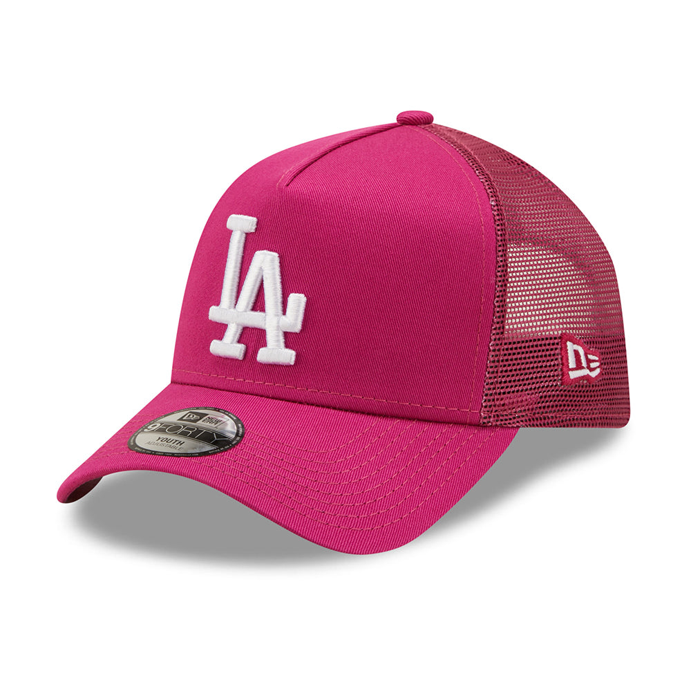 New Era Kids 9FORTY L.A. Dodgers A-Frame Trucker Cap - MLB Tonal Mesh - Pink