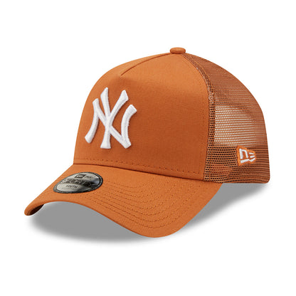 New Era Kids 9FORTY New York Yankees A-Frame Trucker Cap - MLB Tonal Mesh - Toffee