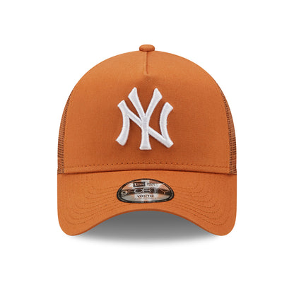 New Era Kids 9FORTY New York Yankees A-Frame Trucker Cap - MLB Tonal Mesh - Toffee