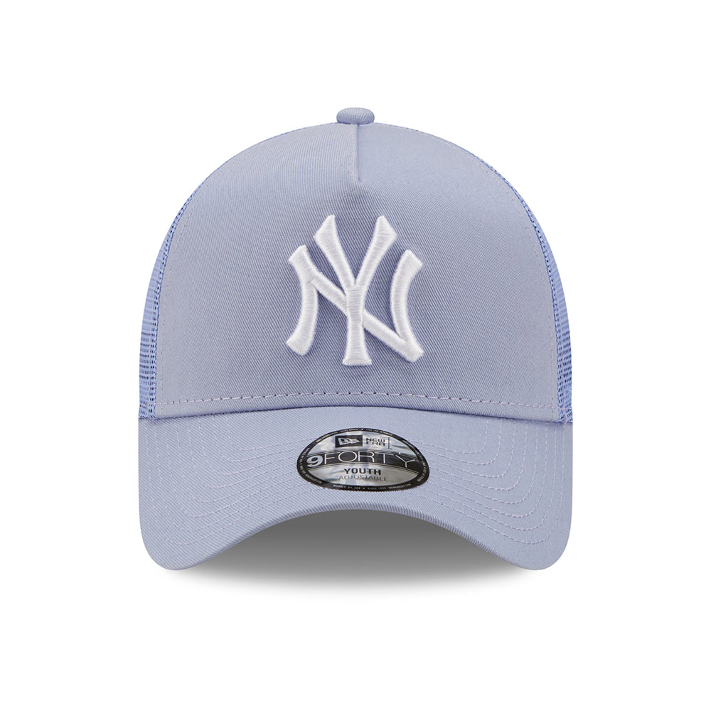 New Era Kids 9FORTY New York Yankees A-Frame Trucker Cap - MLB Tonal Mesh - Violet