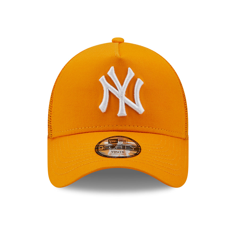 New Era Kids 9FORTY New York Yankees A-Frame Trucker Cap - MLB Tonal Mesh - Orange