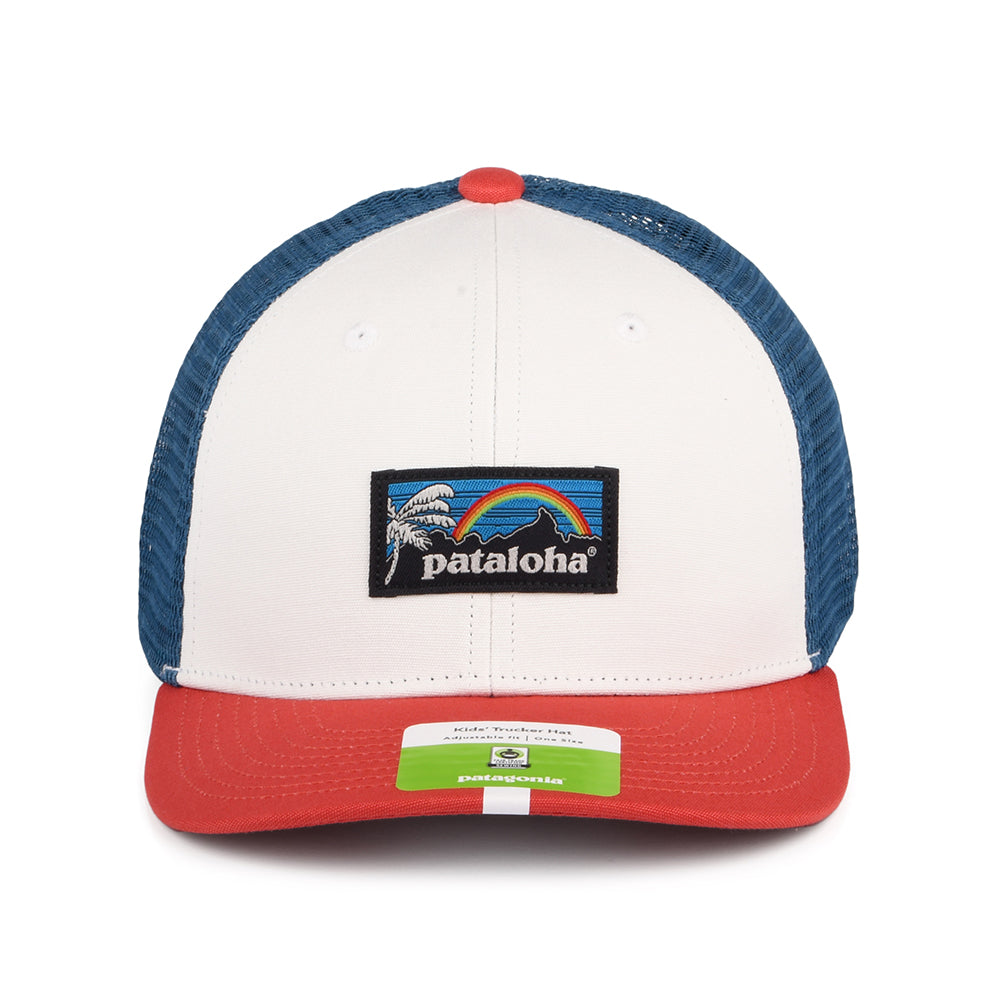 Patagonia Hats Kids Patalokahi Label Organic Cotton Trucker Cap - White-Red-Blue