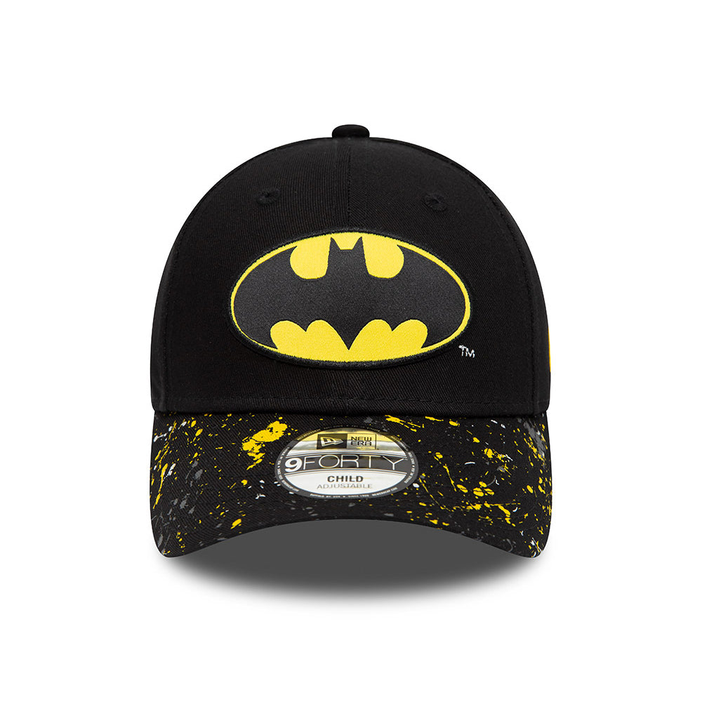 New Era Kids 9FORTY Batman Baseball Cap - Paint Splat - Black