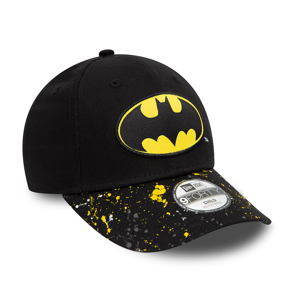 New Era Kids 9FORTY Batman Baseball Cap - Paint Splat - Black