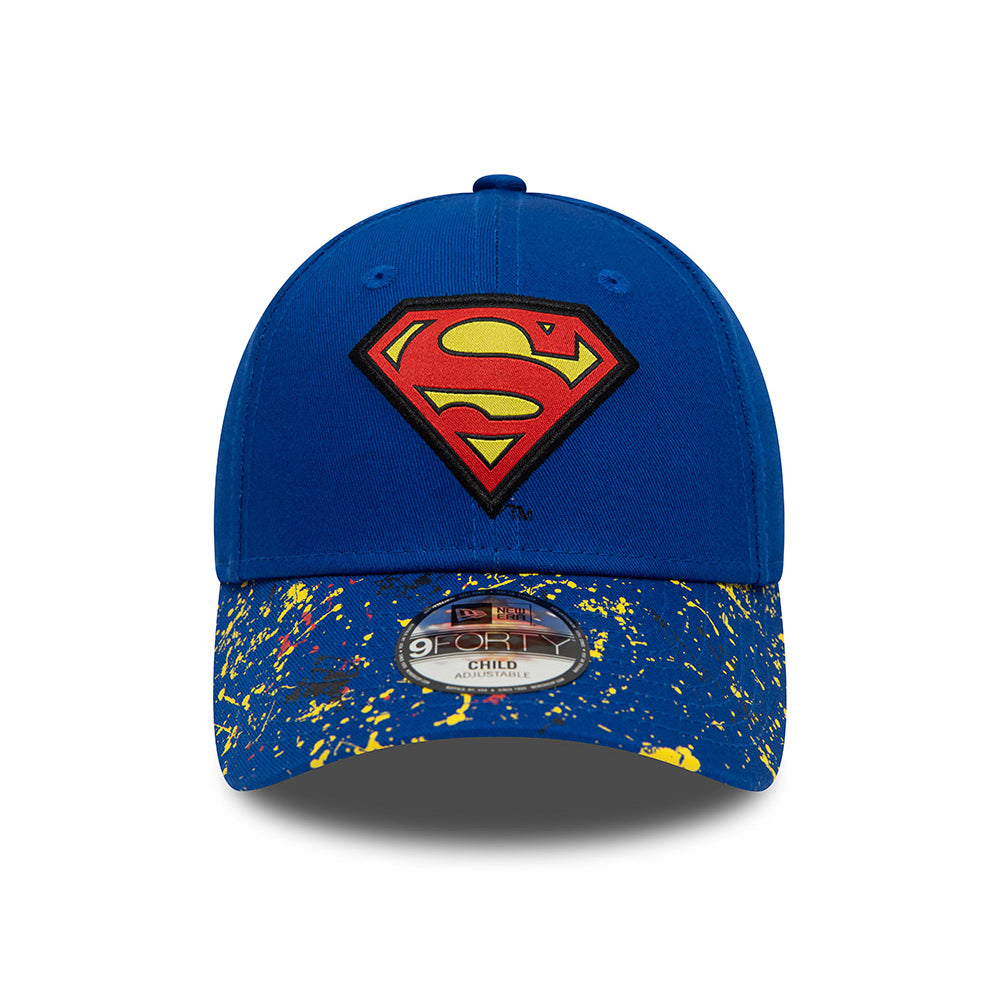 New Era Kids 9FORTY Superman Baseball Cap - Paint Splat - Royal Blue