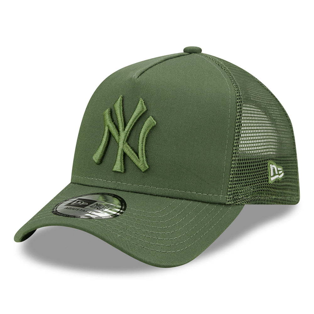 New Era Kids New York Yankees A-Frame Trucker Cap - MLB Tonal Mesh - Olive