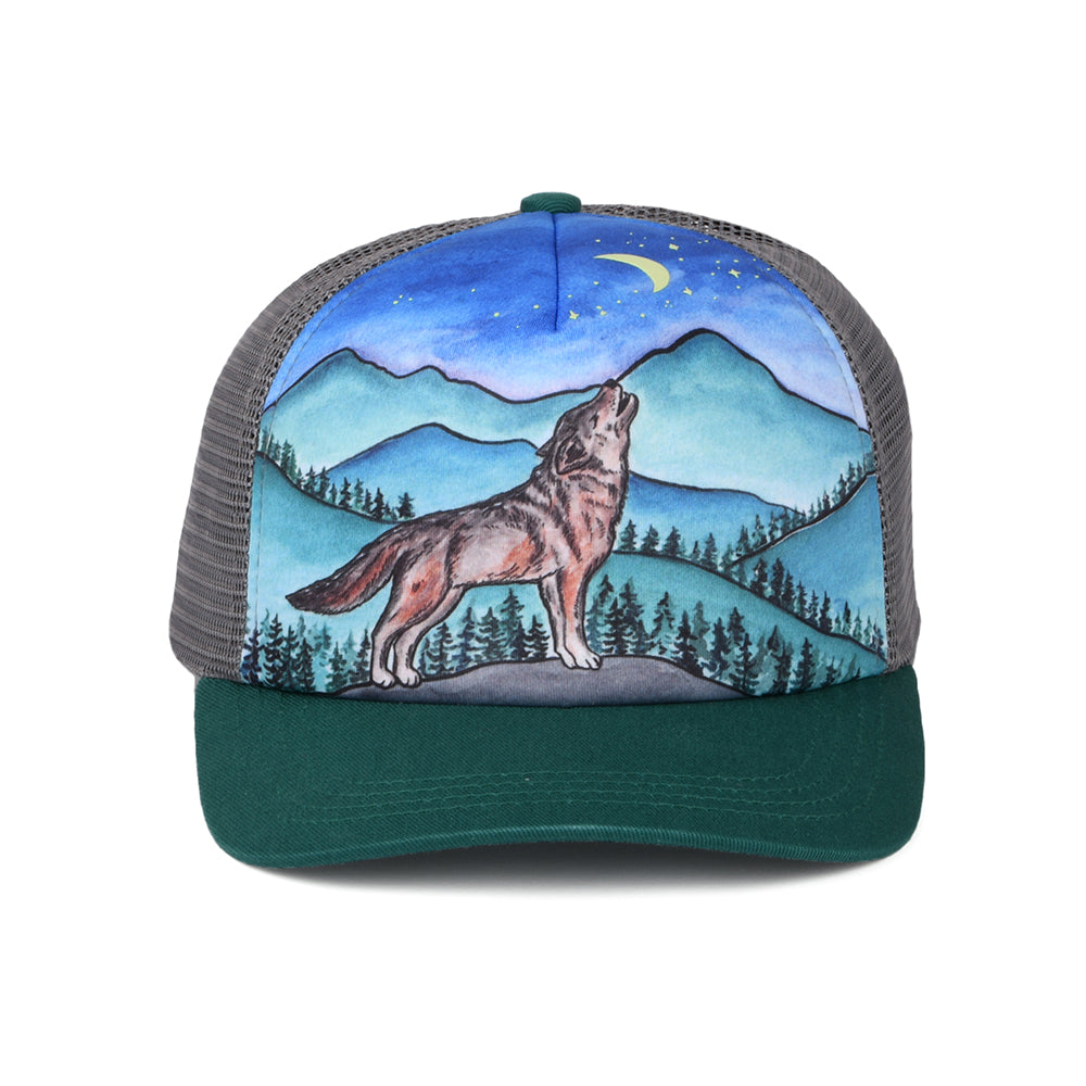 Sunday Afternoons Hats Kids Artist Series Lone Wolf Trucker Cap - Teal-Multi